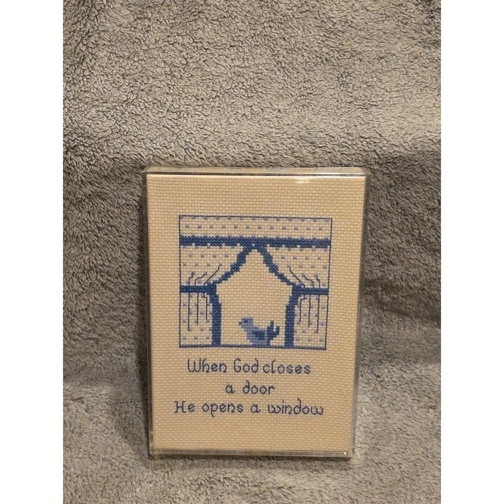 Vintage Cross Stitch When God Closes a Door He Opens a Window 5x7 Acrylic‎ Frame